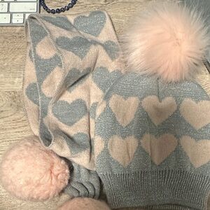 Charming Heart Pattern Kids Hat and Scarf Set